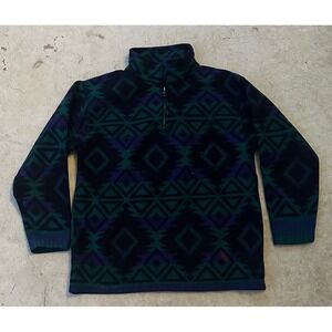 EVR Southwest Geometric Print Fleece Pullover Sweatshirt Size L